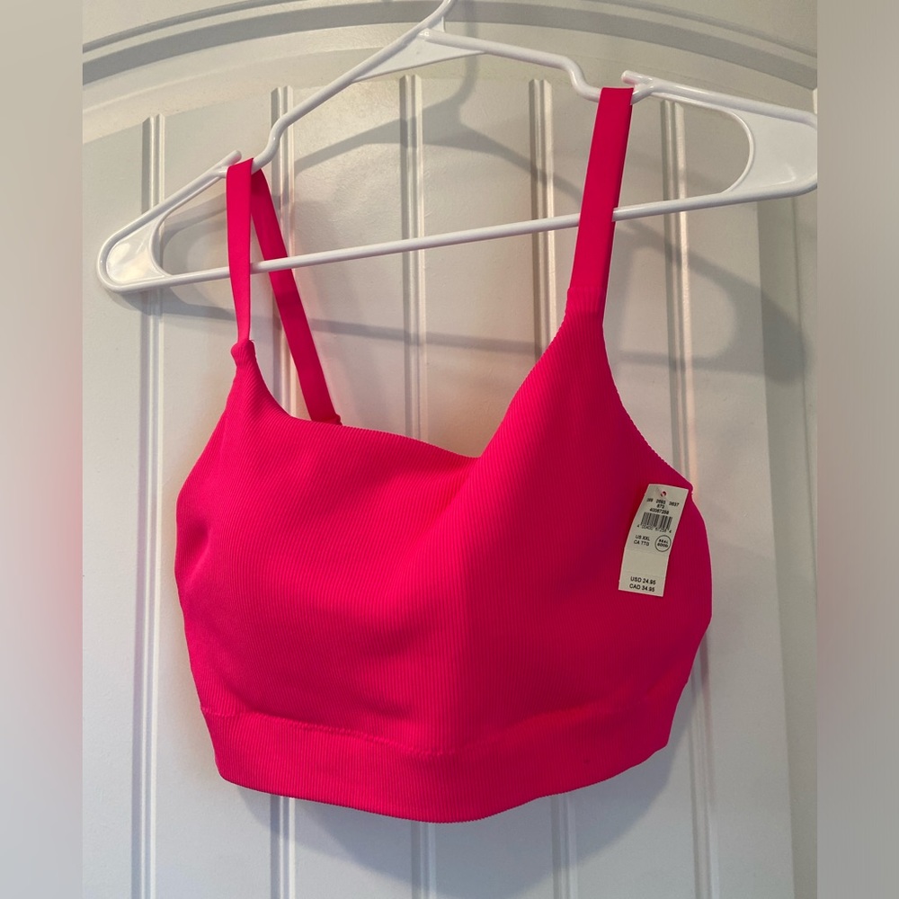 Aerie Super Chill Ribbed Neon Pink Bralette Sports Bra